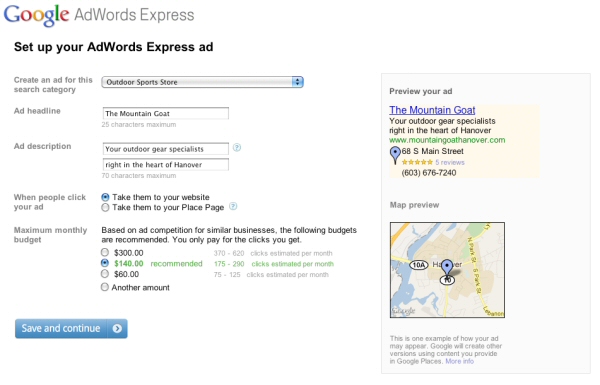Google Adwords Express aanmelding
